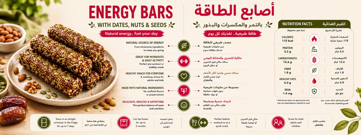 Energy Bars with dates, nuts, and seeds
